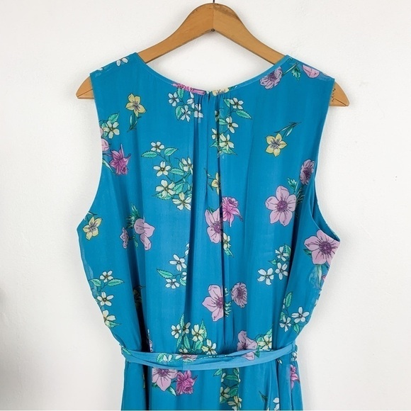NWT Lane Bryant Blue Floral Chiffon Midi Dress Sz 22 - Picture 6 of 11